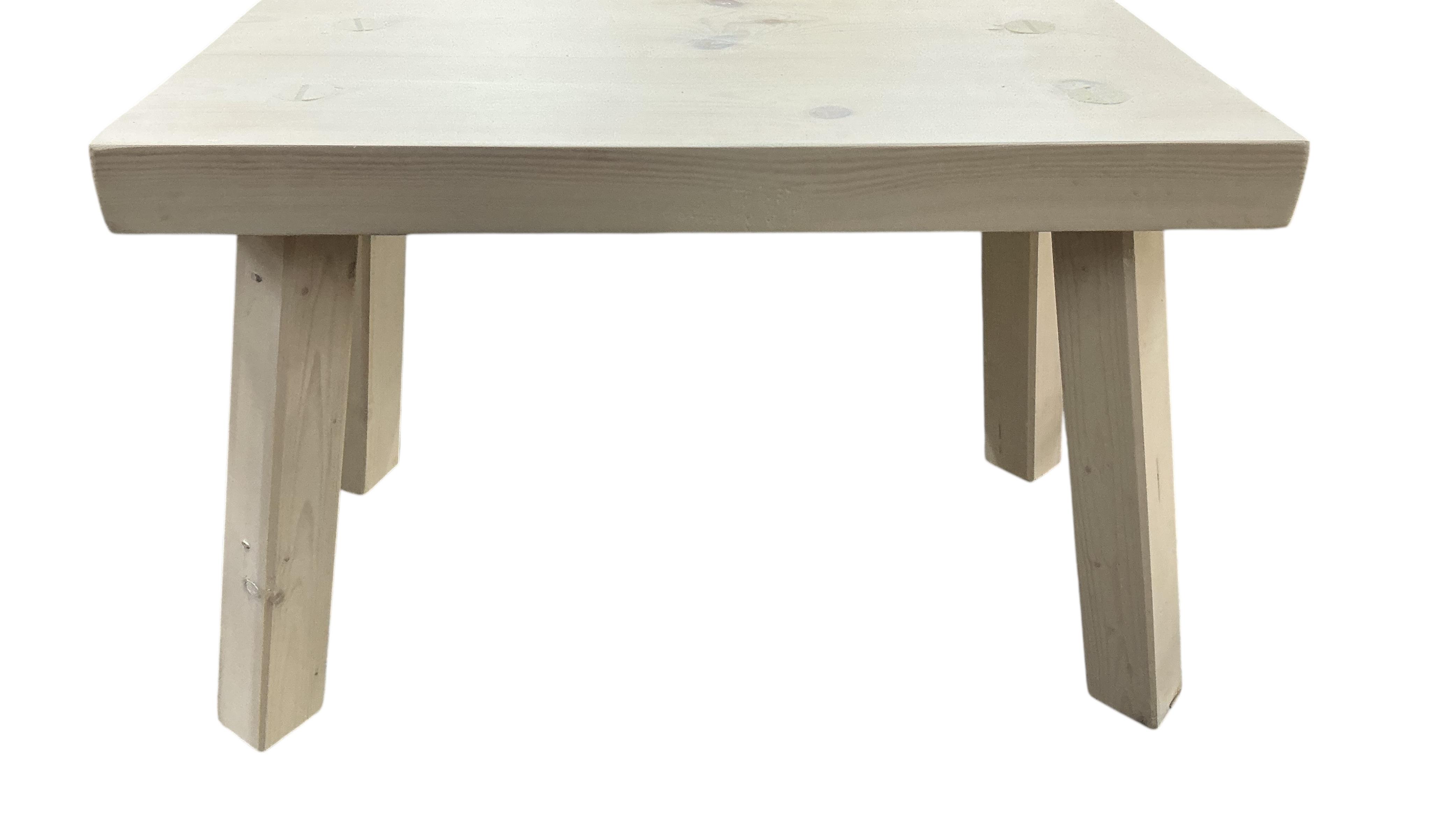 Four (two pairs) of contemporary painted stools or stands, larger width 57cm, depth 28cm, height 34cm